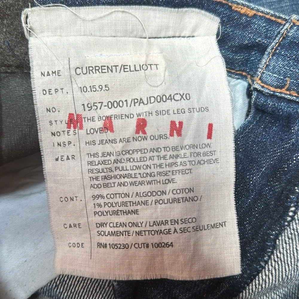 MARNI Current Elliott Embellished Belted Jeans 24 - Picture 6 of 7